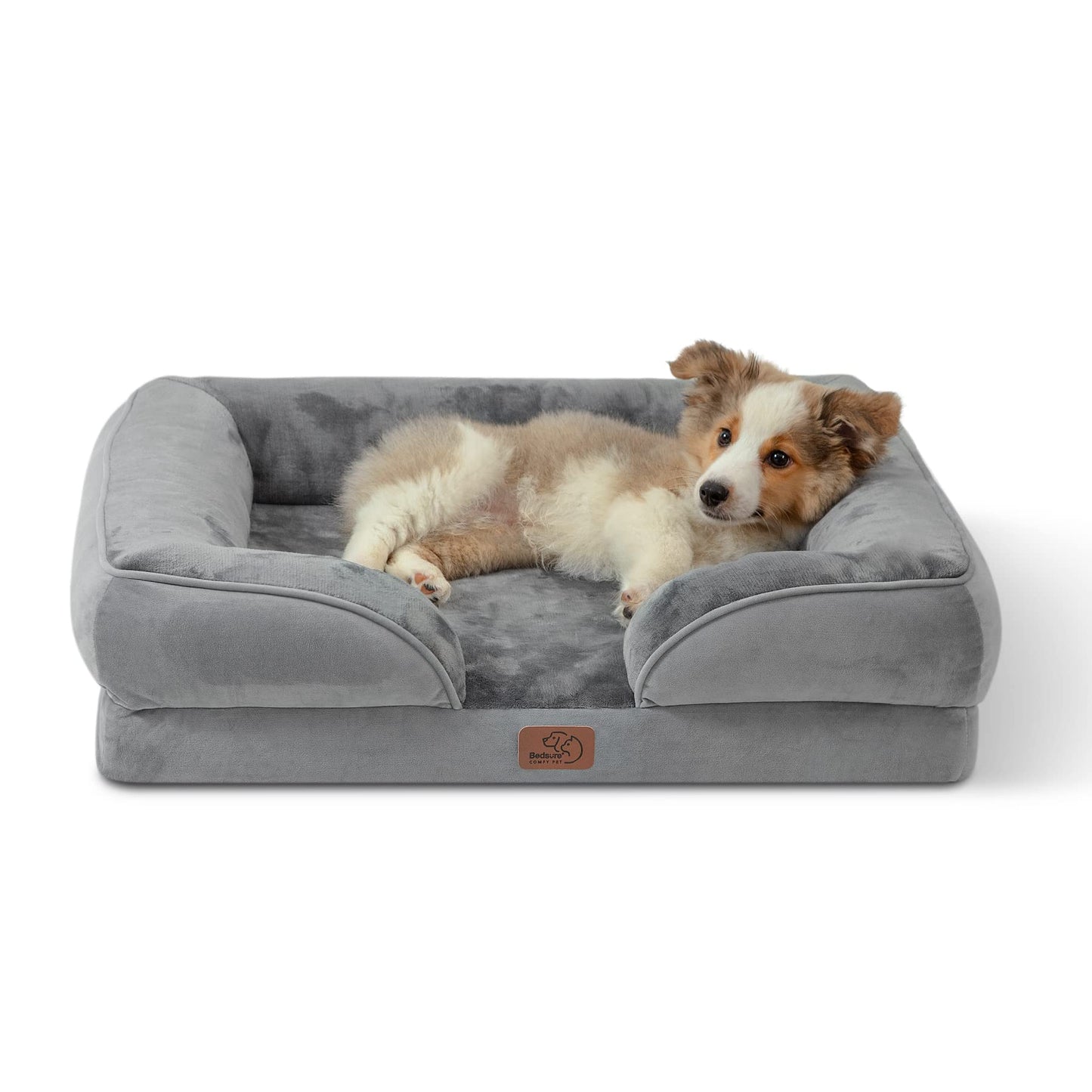 Bedsure Orthopedic Dog Bed for Medium Dogs - Waterproof Dog Sofa Beds Medium, Supportive Foam Pet Couch Bed with Removable Washable Cover, Waterproof Lining and Nonskid Bottom, Grey, 28"x23"x6.5"