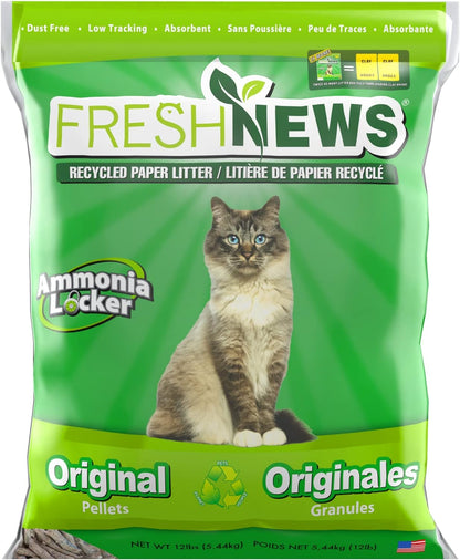 Fresh News Recycled Paper, Original Pellet Cat Litter, 12 Pound