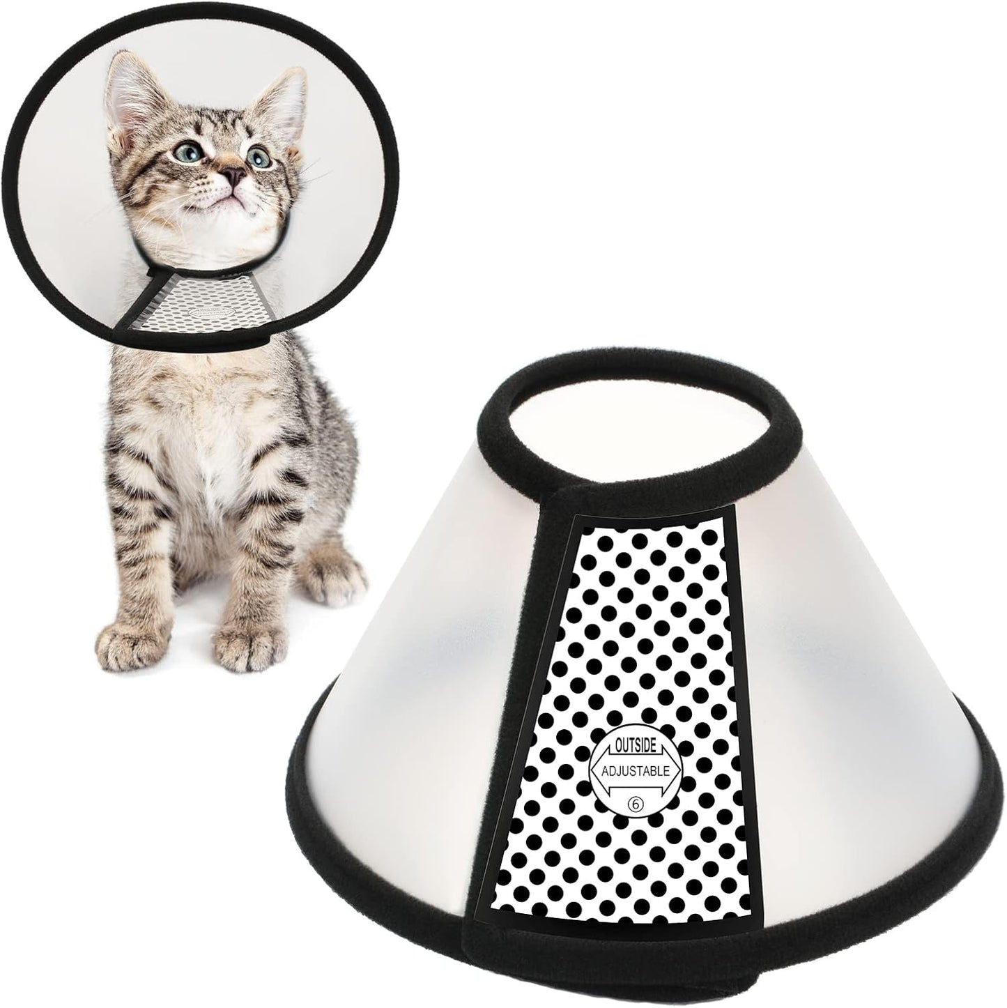 Depets Adjustable Recovery Pet Cone E-Collar for Cats Kittens Rabbits, Plastic Elizabeth Protective Collar Wound Healing Practical Neck Cover, Neck Girth 6.1 in