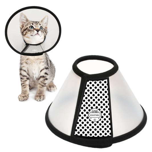 Depets Adjustable Recovery Pet Cone E-Collar for Cats Kittens Rabbits, Plastic Elizabeth Protective Collar Wound Healing Practical Neck Cover, Neck Girth 6.1 in