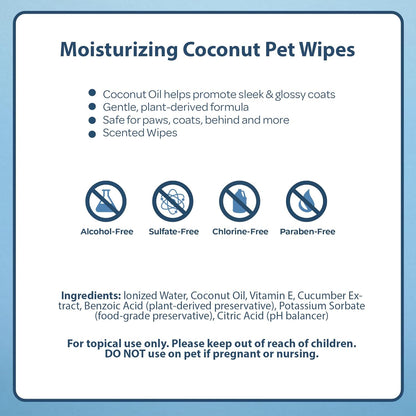 Best Pet Supplies Coconut-Scented Moisturizing Pet Wipes for Dogs & Cats – Extra Soft & Strong Grooming Wipes with Gentle Plant-Derived Formula, Model Number: WW-CO-100 Count (Pack of 1)