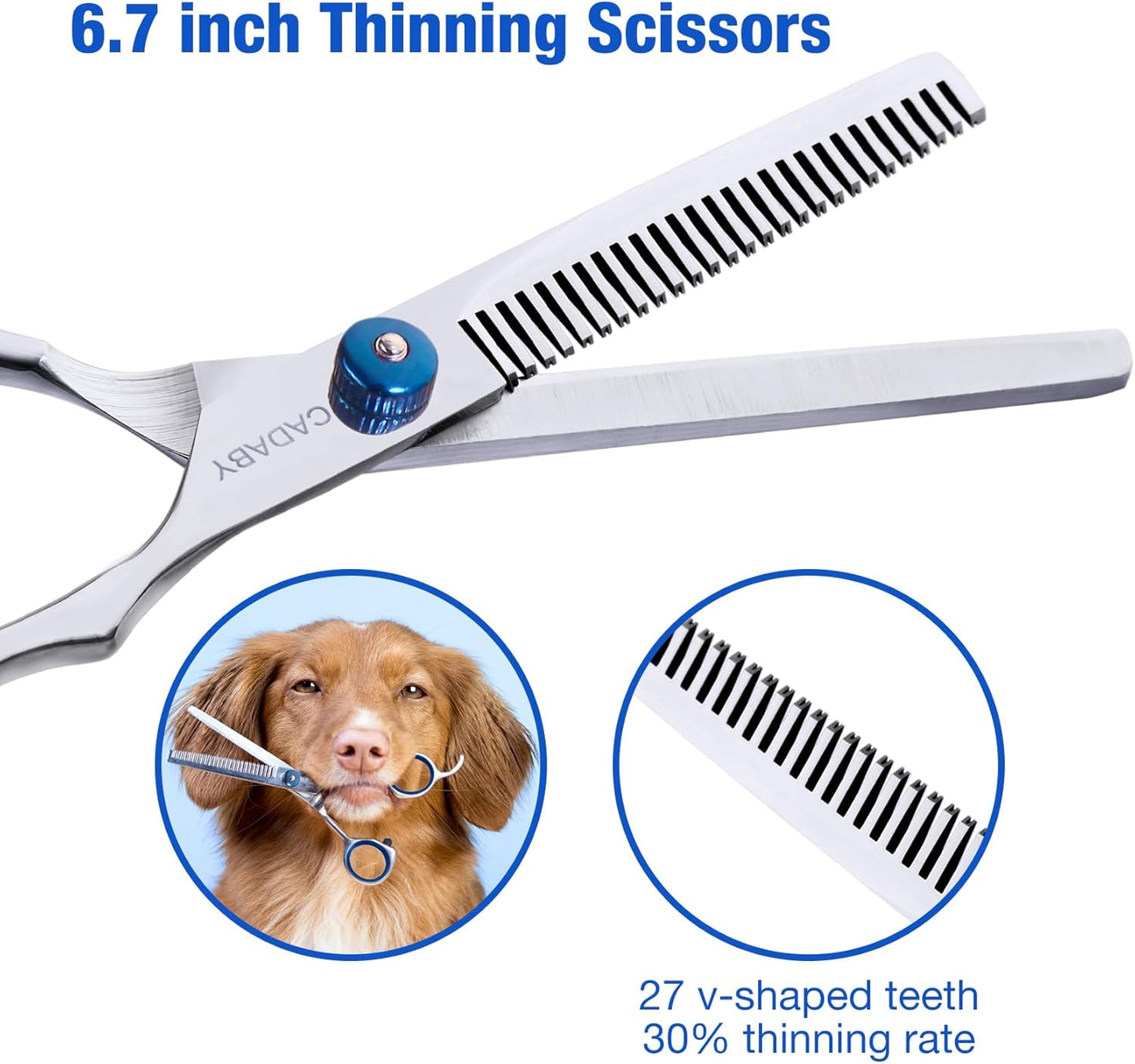 Dog Grooming Scissors with Safety Round Tips,5 in 1 Dog Grooming Scissors Kit, 4CR Stainless Steel Professional Pet Grooming Shears for Dog, Cat,Sharp and Sturdy