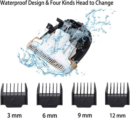 Dog Grooming Kit Clippers, Low Noise, Electric Quiet, Rechargeable, Cordless, Pet Hair Thick Coats Clippers Trimmers Set, Suitable for Dogs, Cats, and Other Pets (Gold)