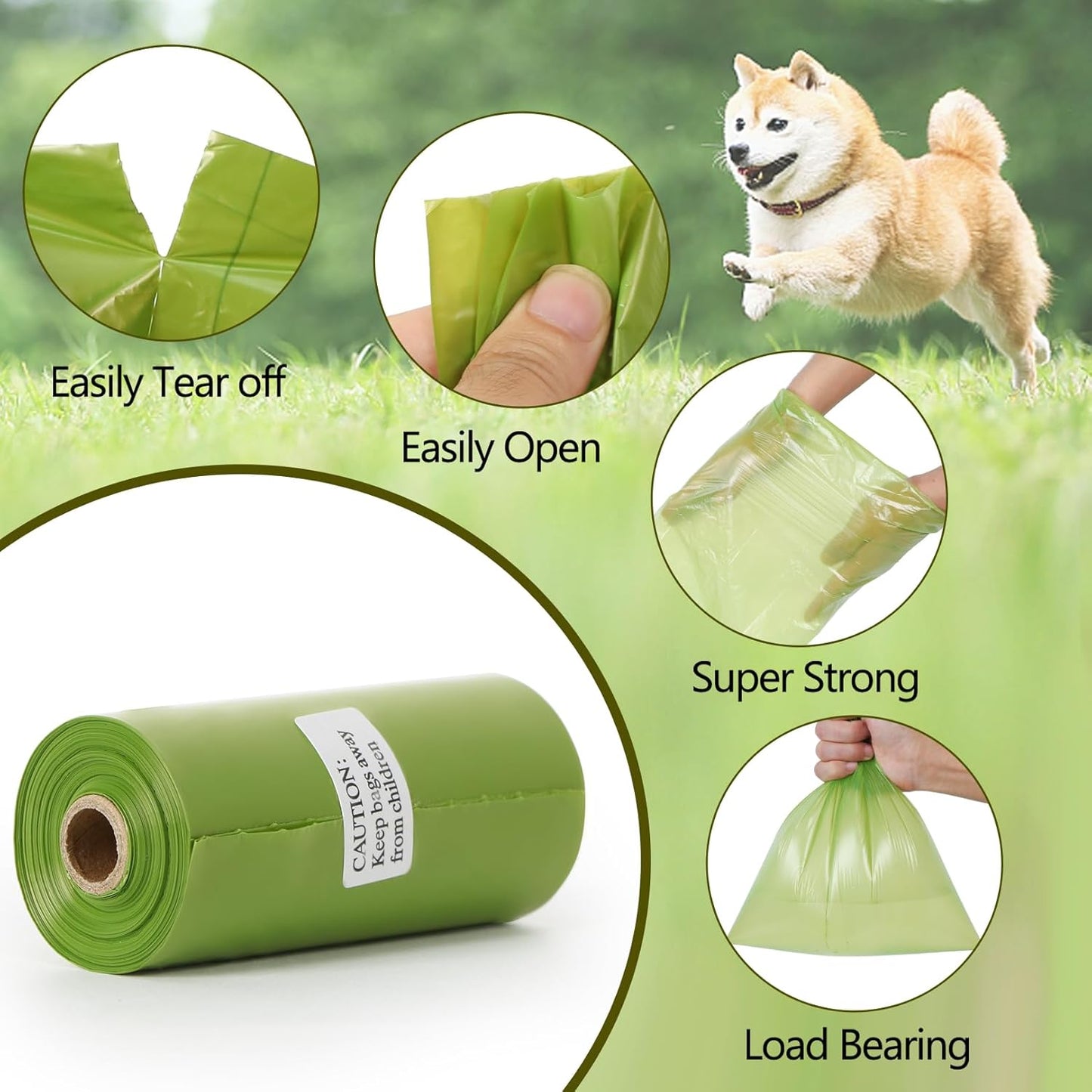 Dog Poop Bag 1140 Counts 57 Rolls, Unscented Doggy Poop Bags, Leak-Proof Dog Bags for Poop, Dog Waste Bags with Dispenser - Green (13 x 9 Inches)