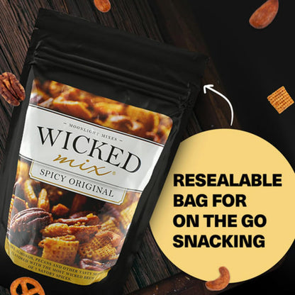 Wicked Mix Snack Mix with Mixed Nuts - Sweet and Salty Snacks Trail Mix Snack Packs with Almonds, Cashews, Pretzels, Pecans - Healthy Snacks Zero Trans Fat in Resealable Bag - Original Mix