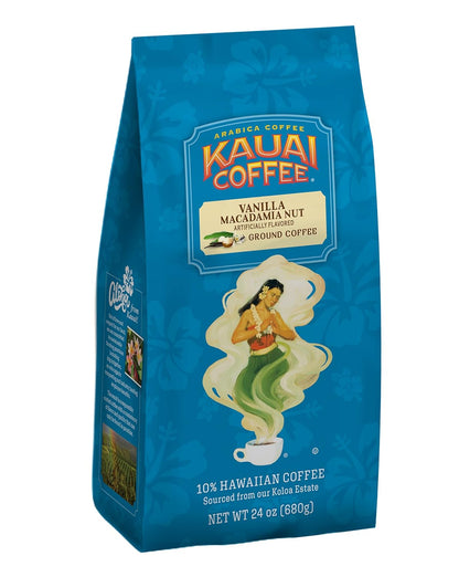 Kauai Coffee Vanilla Macadamia Nut, Medium Roast - Ground Coffee, 24 oz Package