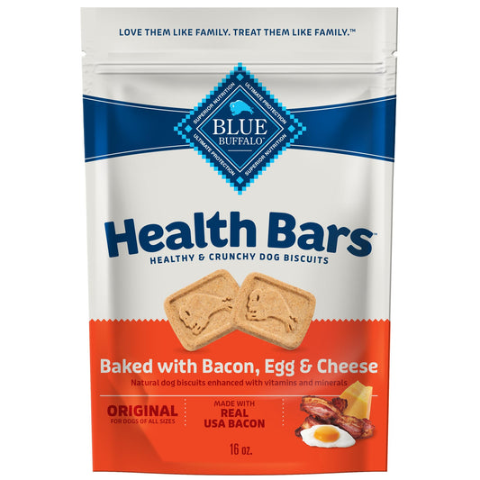 Blue Buffalo Health Bars Crunchy Dog Biscuits, Oven-Baked With Natural Ingredients, Bacon, Egg & Cheese , 16-oz. Bag