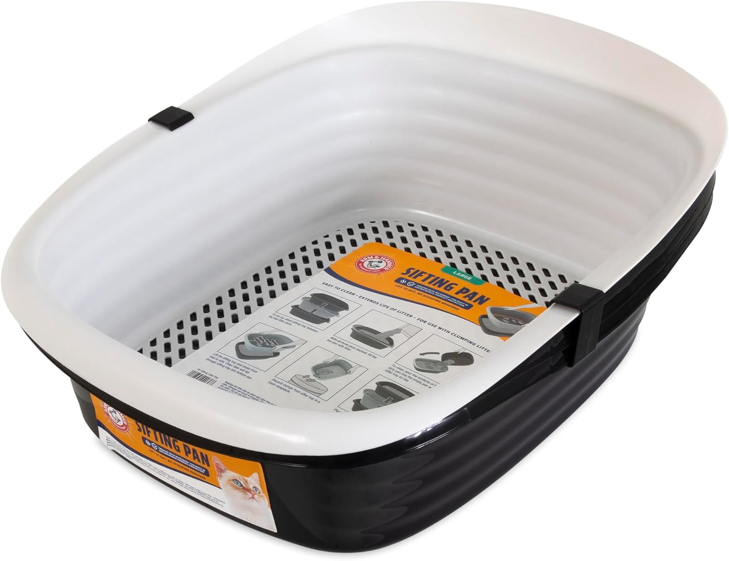 Arm & Hammer Large Sifting Litter Box Scoop Free Cat Litter Tray with Microban, Made in USA