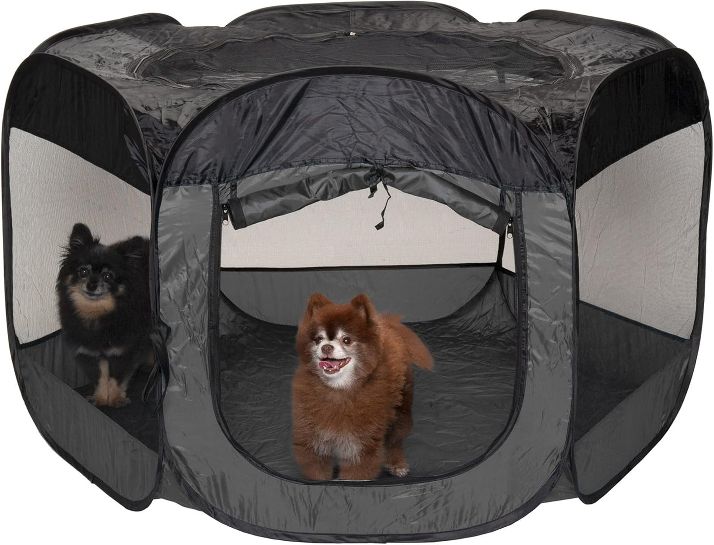 Furhaven Portable Dog Playpen Cat Tent, Pet playground/kennel foldable indoor outdoor zippered puppy crate - Gray, Extra Large