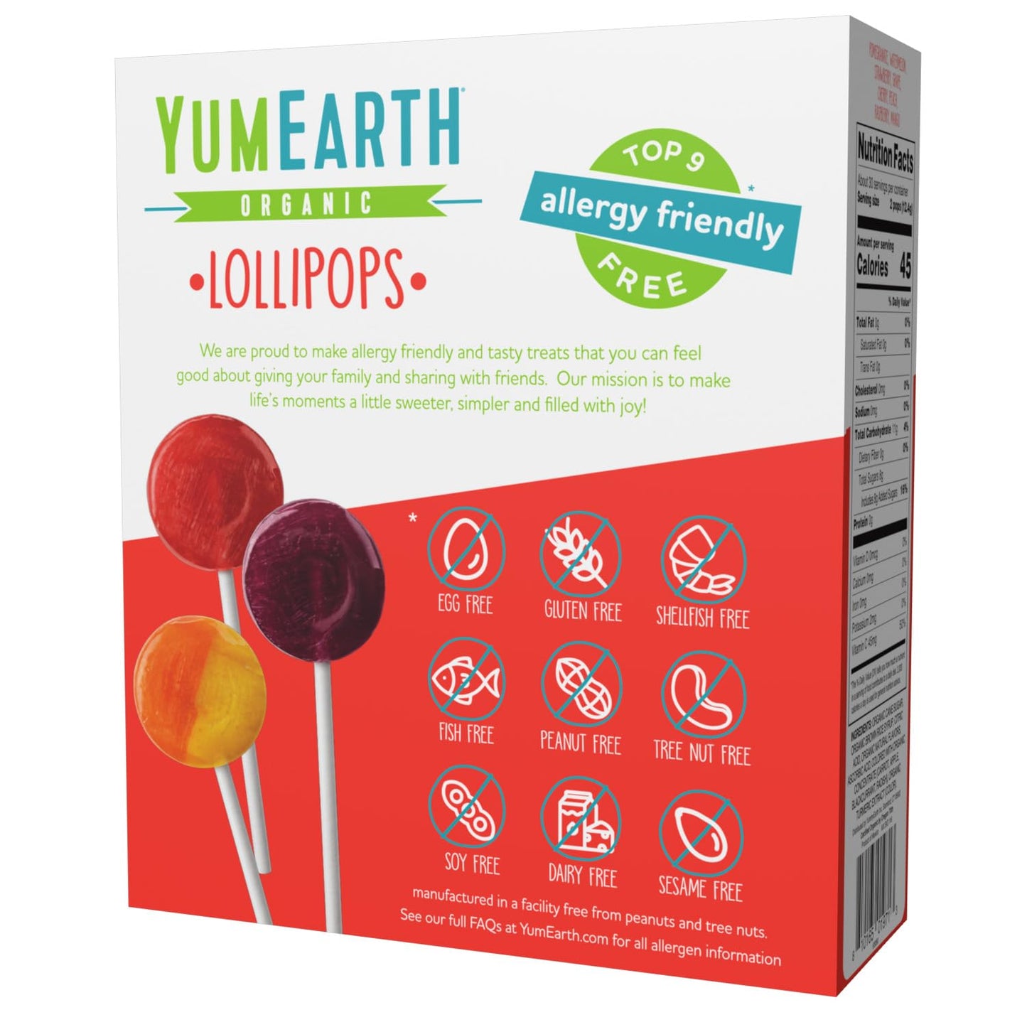 YumEarth Organic Pops Variety Pack, 60 Fruit Flavored Favorites Lollipops, Allergy Friendly, Gluten Free, Non-GMO, Vegan, No Artificial Flavors or Dyes