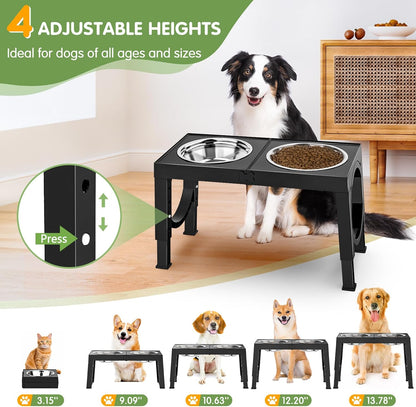 Elevated Dog Bowls Large Breed XiaZ Raised Dog Bowl Stands Large Medium Sized Dog 2 Large Elevated Dog Food Water Bowl Stand Set Black Raised Pet Feeder Adjustable Dog Dish Station 9/11/12/14in