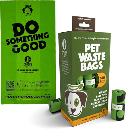 Doggy Do Good Poop Bags | Dog Waste Bags | Unscented, USDA Certified Biobased, Thick & Leak Proof, Easy Open | Standard Size | 180 Count