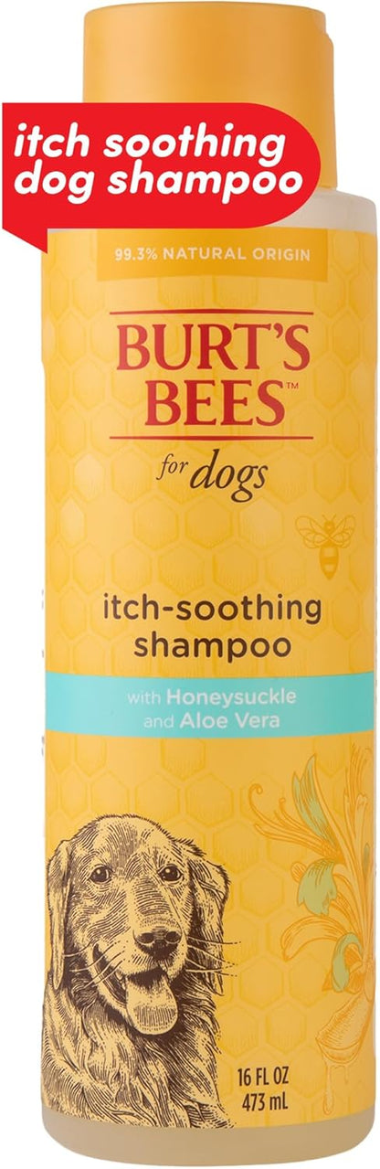 Burt's Bees for Pets Itch Soothing Dog Shampoo with Honeysuckle and Aloe Vera - Cruelty Free, Fragrance Free Dog Anti Itch Shampoo for Sensitive Skin, Dry Skin Relief for Dogs, 16 Fl Oz