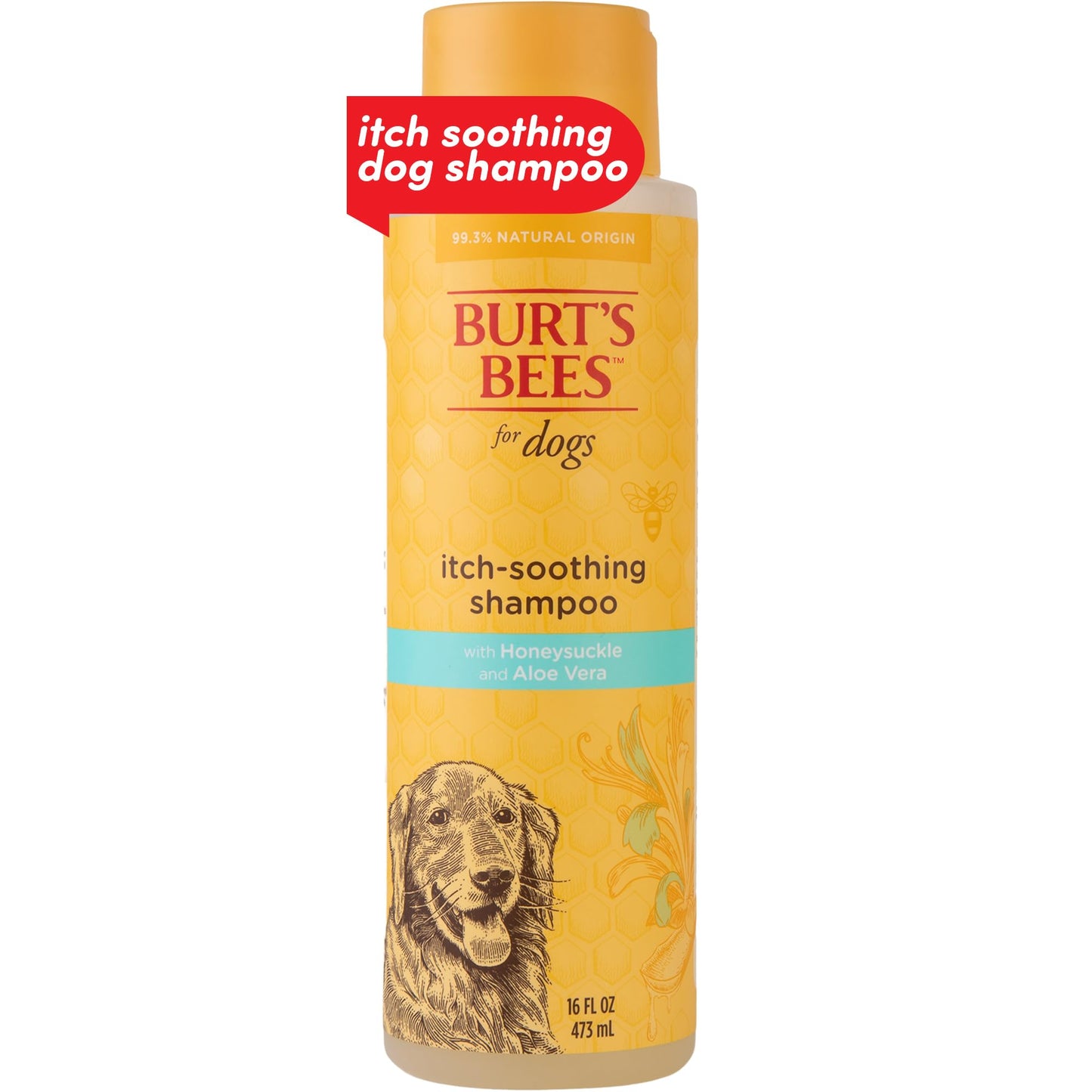 Burt's Bees for Pets Itch Soothing Dog Shampoo with Honeysuckle and Aloe Vera - Cruelty Free, Fragrance Free Dog Anti Itch Shampoo for Sensitive Skin, Dry Skin Relief for Dogs, 16 Fl Oz