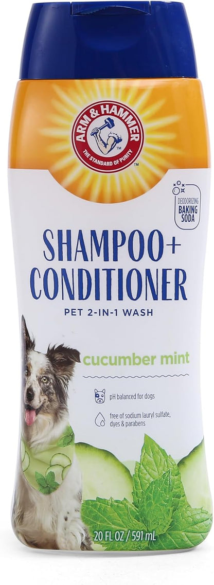 Arm & Hammer for Pets 2-In-1 Shampoo & Conditioner for Dogs | Dog Shampoo & Conditioner in One | Cucumber Mint, 20 Ounce Bottle Dog Shampoo and Conditioner for All Dogs