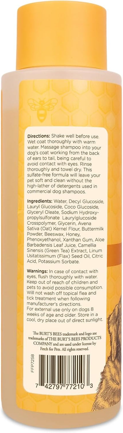 Burt's Bees for Pets Oatmeal Dog Shampoo - Soothing Shampoo for Dogs - Gentle Dog Shampoo for Sensitive Skin - Moisturizing Pet Care with Colloidal Oat Flour & Honey - Fragrance Free, 16 Oz