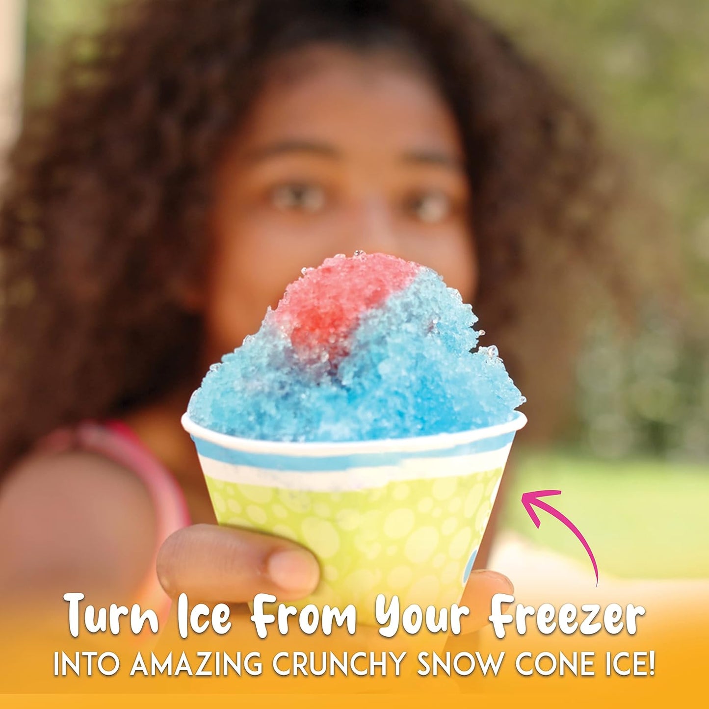 Hawaiian Shaved Ice S700 Kid-Friendly Snow Cone Machine Kit with 3-16oz. Syrup Flavors: Cherry, Grape, and Blue Raspberry, Plus 25 Snow Cone Cups, 25 Spoon Straws, and 3 Black Bottle Pourers