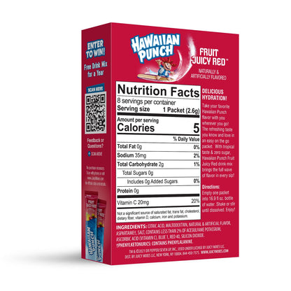 Hawaiian Punch Powder Drink Mix – Sugar Free & Delicious, Excellent source of Vitamin C (Fruit Juicy Red, 96 Sticks)