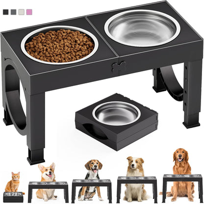 Elevated Dog Bowls Large Breed XiaZ Raised Dog Bowl Stands Large Medium Sized Dog 2 Large Elevated Dog Food Water Bowl Stand Set Black Raised Pet Feeder Adjustable Dog Dish Station 9/11/12/14in