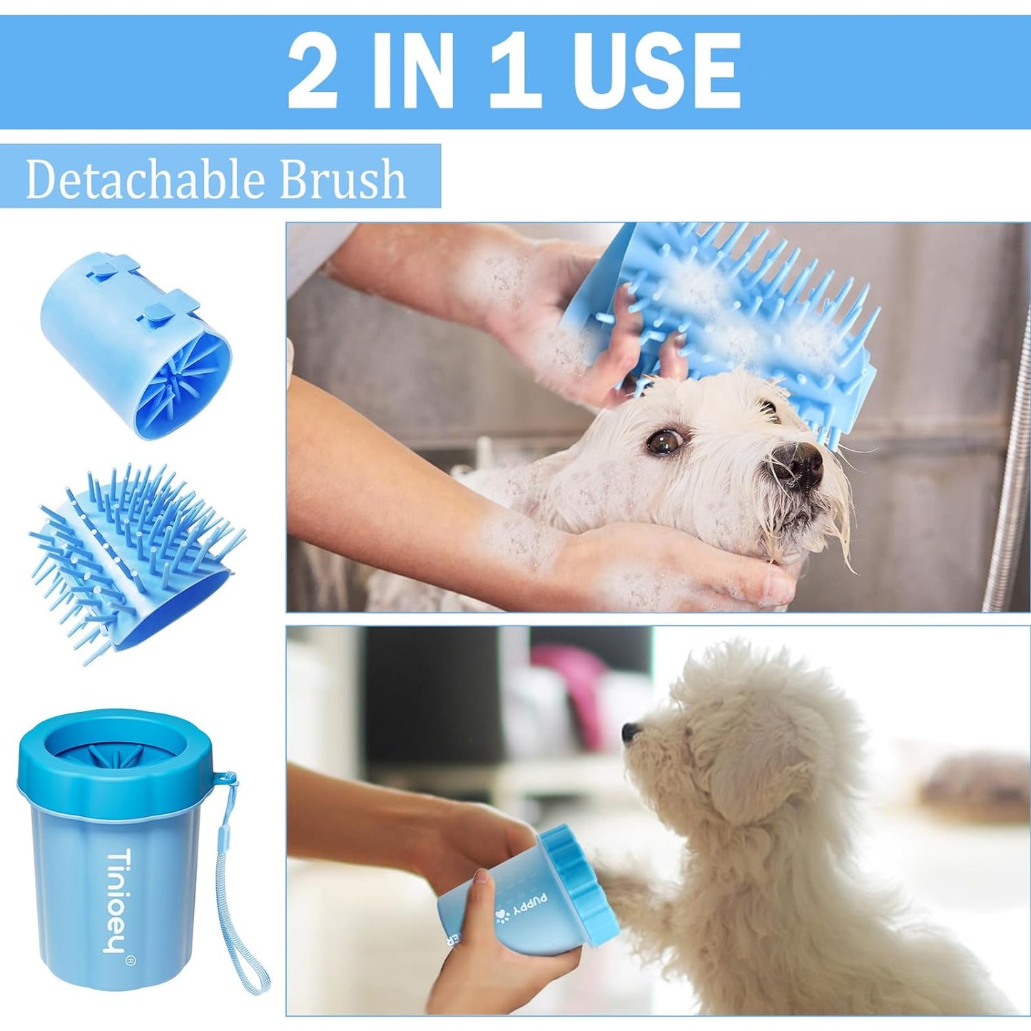 Dog Paw Cleaner for Medium Dogs (with 3 Absorbent Towels), Dog Paw Washer, Muddy Paw Cleaner, Pet Foot Cleaner (Medium, Blue)