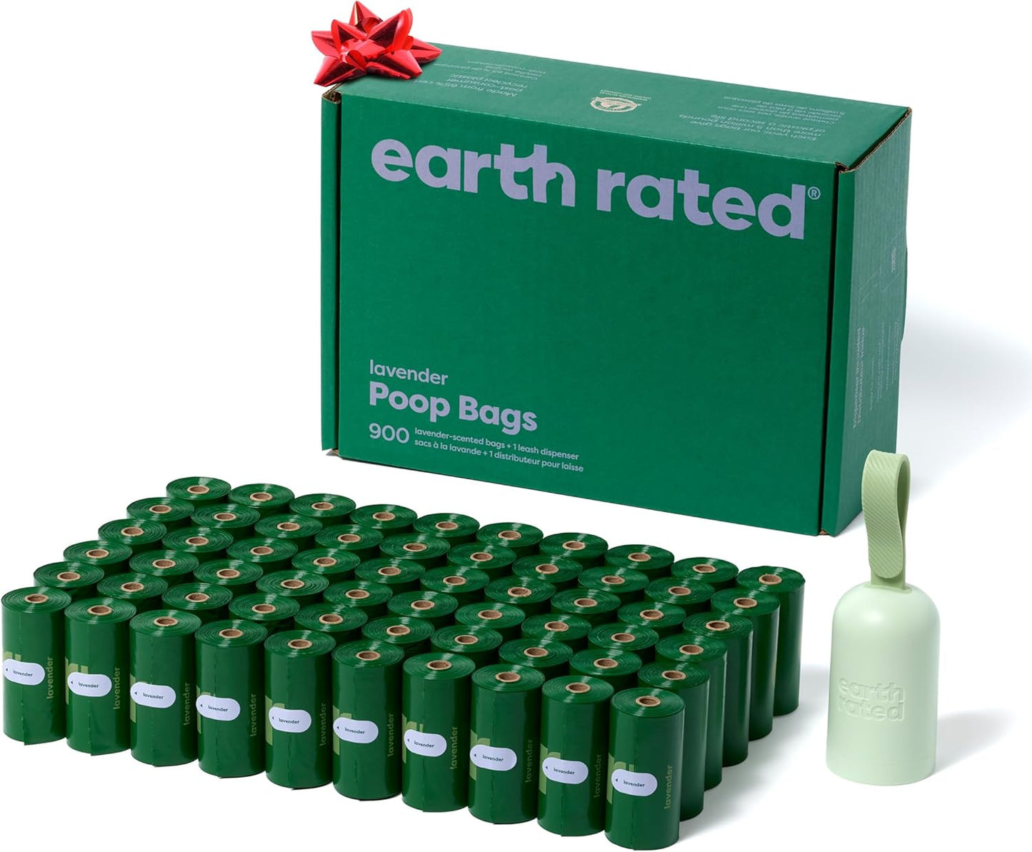 Earth Rated Dog Poop Bag Holder with Dog Poop Bags, Durable and Guaranteed Leakproof, Lavender Scented, 1 Dispenser and 900 Bags