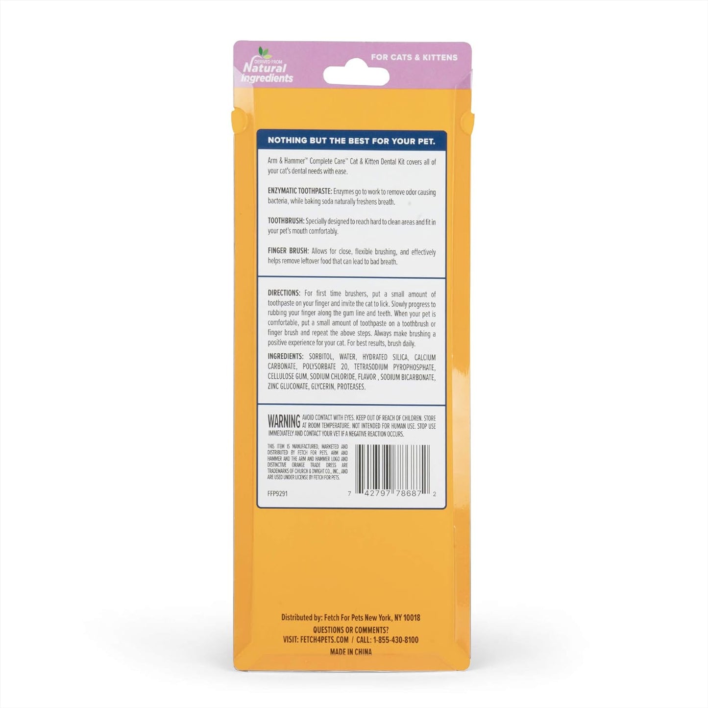 Arm & Hammer for Pets Complete Care Cat & Kitten Dental Kit | Includes 2.5 oz Tuna Flavor Enzymatic Cat Toothpaste, Cat Toothbrush, and Rubber Finger Brush for Cats