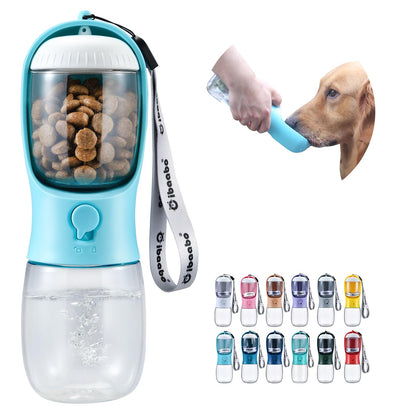 Dog Water Bottle with Food Container, Travel Puppy Water Bowl, Portable Pet Dispenser, Dog Stuff Accessories Items, Puppy Essentials Necessities for Yorkie Cat Walking and Hiking Dog Gift