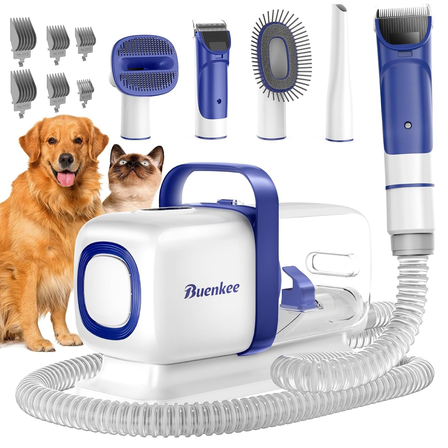 Dog Grooming Kit with Pet Grooming Vacuum, Dog Clipper, Pet Grooming Shedding Brush, Cleaning Tool in 1, Low Noise Dog Vacuum for Dogs Cats