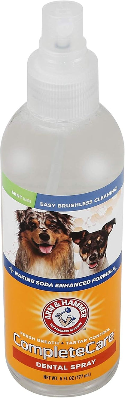 Arm & Hammer Complete Care Dog Dental Spray, 6 Fl Oz | Mint Flavor Dog Dental Spray for Easy Brushless Cleaning | Baking Soda Enhanced Formula for Fresh Breath and Tartar Control