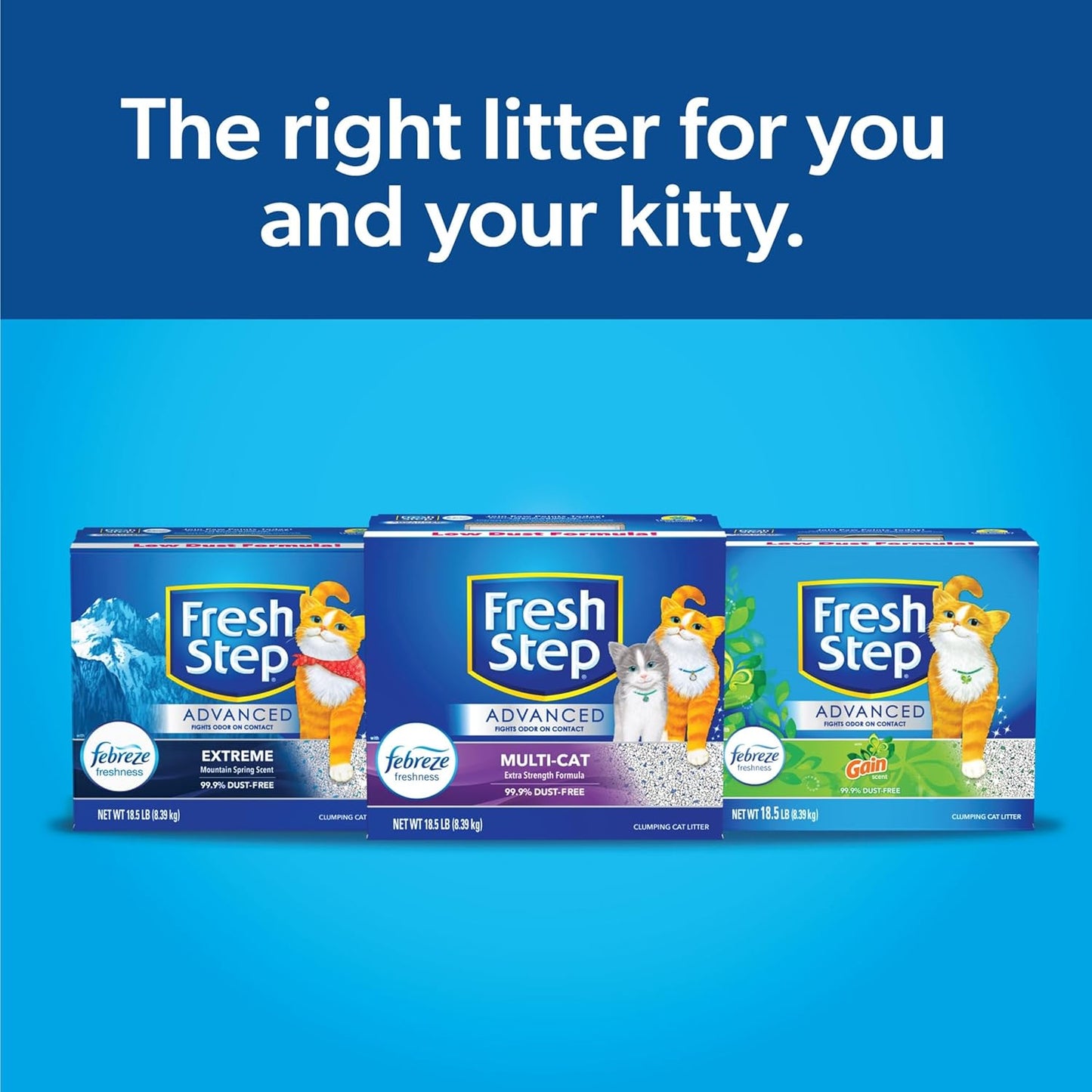 Fresh Step Advanced Clumping Litter With Febreze Freshness With Febreze Gain Scent, Fights Odor on Contact, 37 lbs. (2 x 18.5 lb. Box)