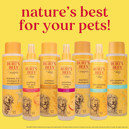 Burt's Bees for Pets Oatmeal Dog Shampoo - Soothing Shampoo for Dogs - Gentle Dog Shampoo for Sensitive Skin - Moisturizing Pet Care with Colloidal Oat Flour & Honey - Fragrance Free, 16 Oz