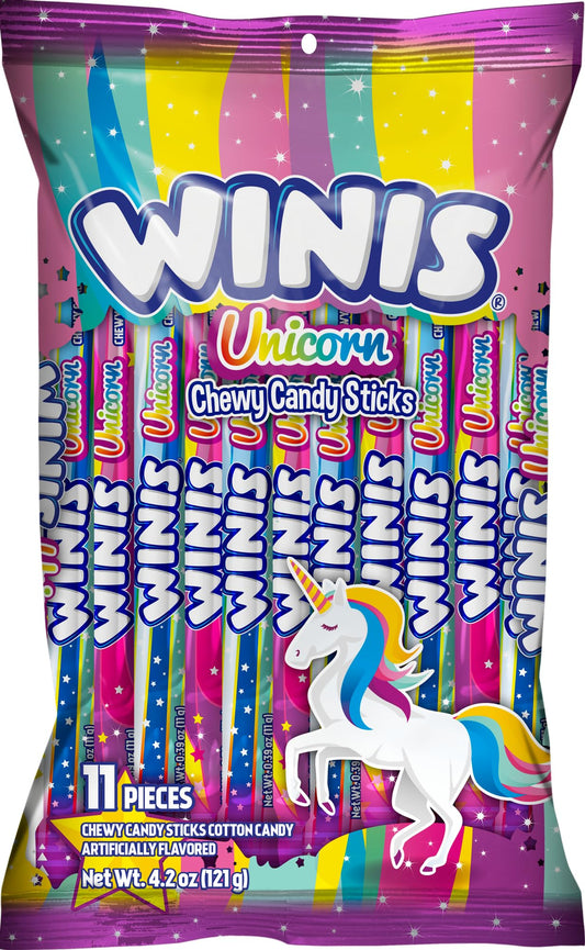 Winis Unicorn | Chewy Candy Swirl | Cotton-Candy Flavored | Sharing Size 4.3 Oz Bag - 11 Pieces | Halloween assorted