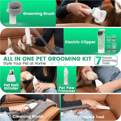 Dog Grooming Vacuum, Pet Grooming Kit, Dog Clipper Nail Trimmer Grinder, 2.5L Dust Cup 7 Grooming Tools 11000Pa Dog Vacuum for Shedding Grooming, Pet Grooming Vacuum for Dogs, Home Cleaning, PG50 Plus