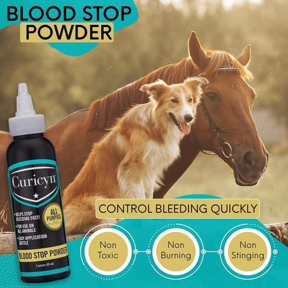 Blood Stop Powder (3 oz) - Quick Stop Bleeding for Dogs, Cats, Pigs, Horses and Pets – Styptic Powder for Dogs Nails and Minor to Severe External Wounds