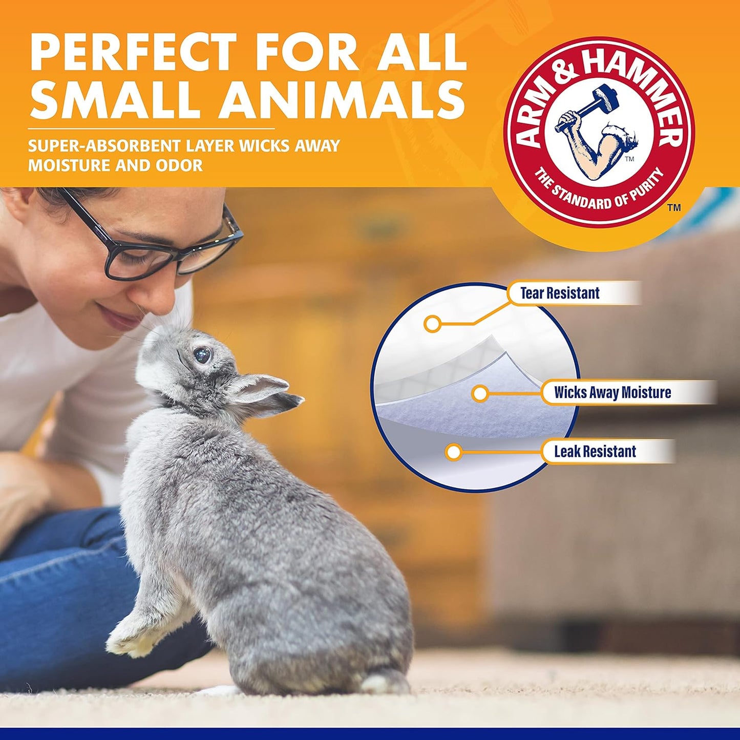 Arm & Hammer for Pets Super Absorbent Cage Liners for Guinea Pigs, Hamsters, Rabbits & All Small Animals | Best Cage Liners for Small Animals, 7 Count Small Animal Pet Products