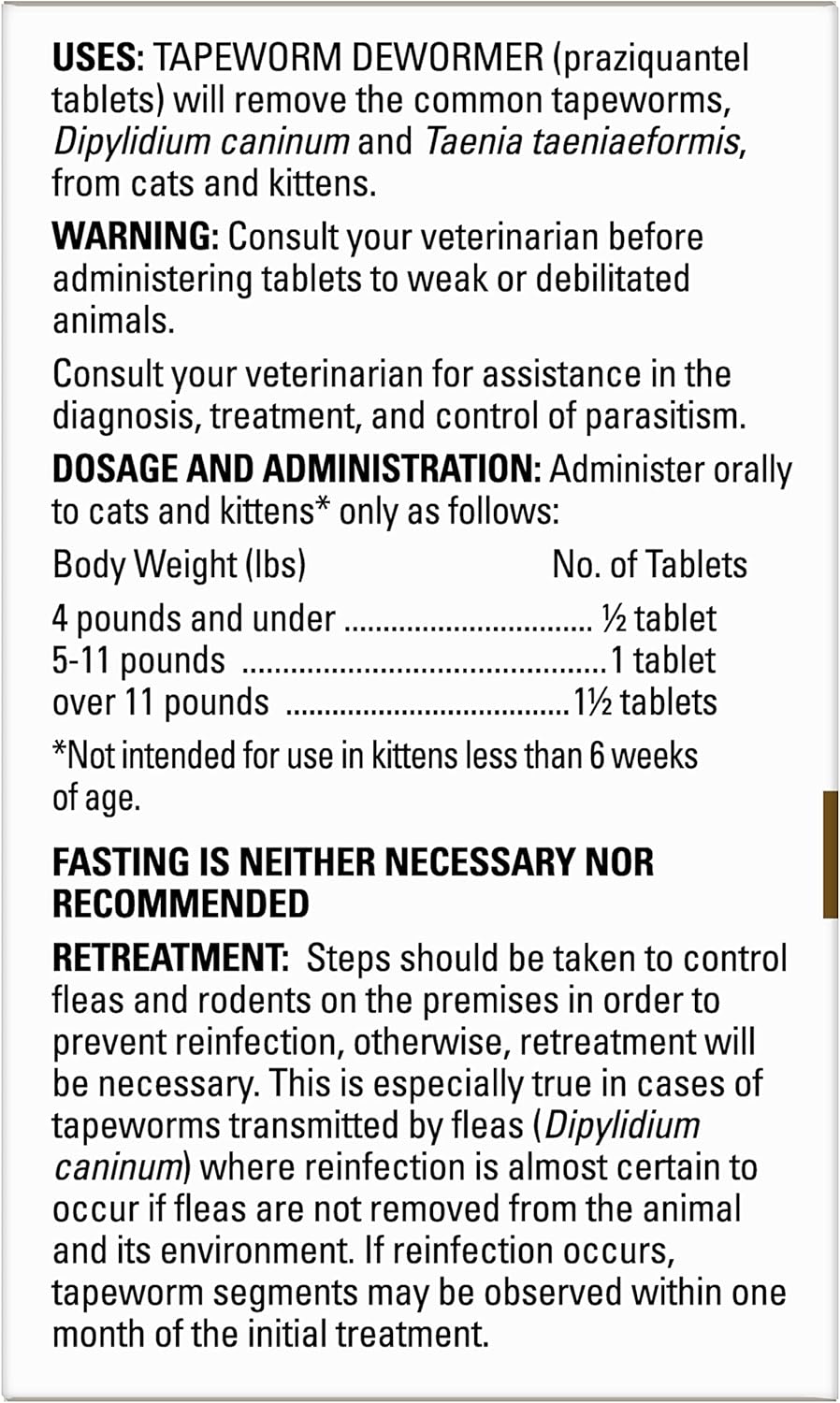 Elanco Tapeworm Dewormer (praziquantel tablets) for Cats and Kittens 6 Weeks and Older, 3-count