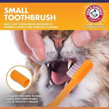 Arm & Hammer for Pets Complete Care Cat & Kitten Dental Kit | Includes 2.5 oz Tuna Flavor Enzymatic Cat Toothpaste, Cat Toothbrush, and Rubber Finger Brush for Cats