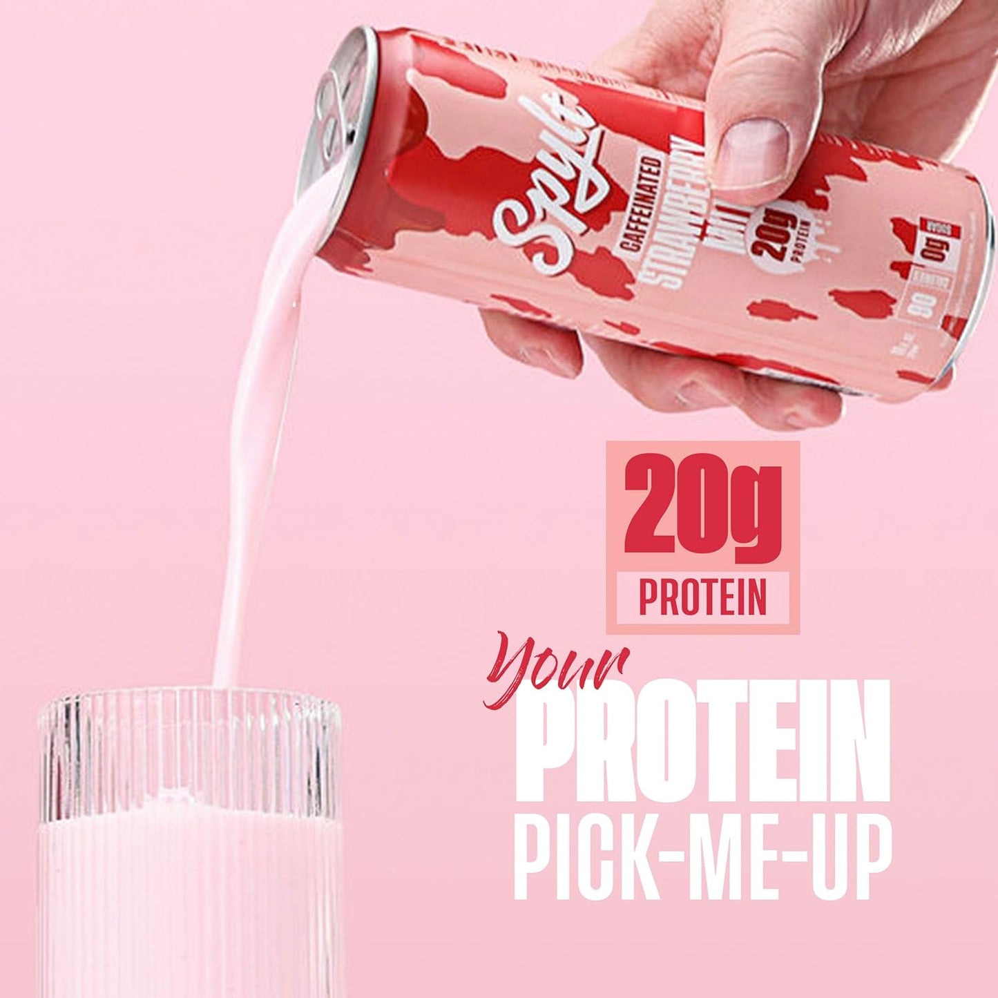 High Protein Strawberry Milk with 60mg Caffeine & 20g Protein - Ready to Drink, Sugar Free, Lactose Free Milk, Perfect for Workout Recovery & Afternoon Pick Me Up Protein Shake - 12 Count