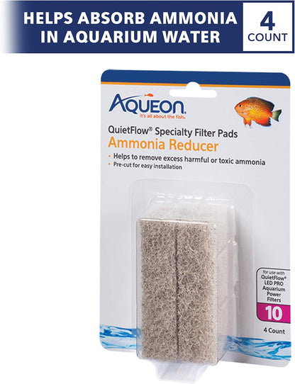 Aqueon QuietFlow LED PRO Ammonia Reducer 4 Count Filter Pads for Model 10