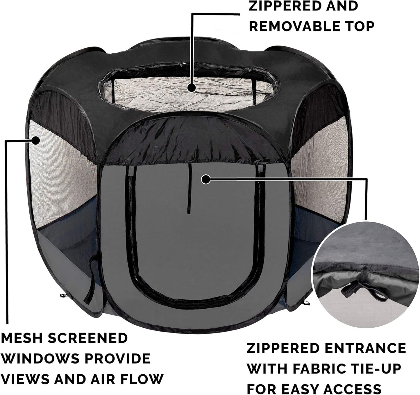 Furhaven Portable Dog Playpen Cat Tent, Pet playground/kennel foldable indoor outdoor zippered puppy crate - Gray, Extra Large