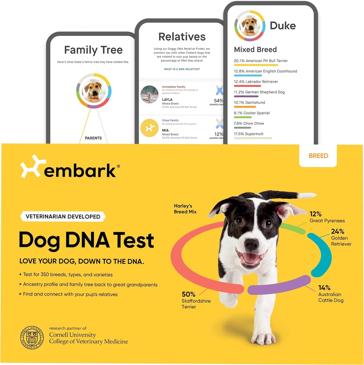 Embark Breed Identification Kit - Most Accurate Dog DNA Testing Kit - 99% Breed Ancestry Accuracy for Mixed Breed Dogs - Plus Relative Finder & Family Tree