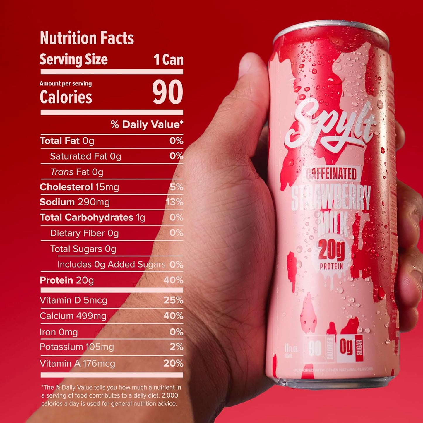 High Protein Strawberry Milk with 60mg Caffeine & 20g Protein - Ready to Drink, Sugar Free, Lactose Free Milk, Perfect for Workout Recovery & Afternoon Pick Me Up Protein Shake - 12 Count