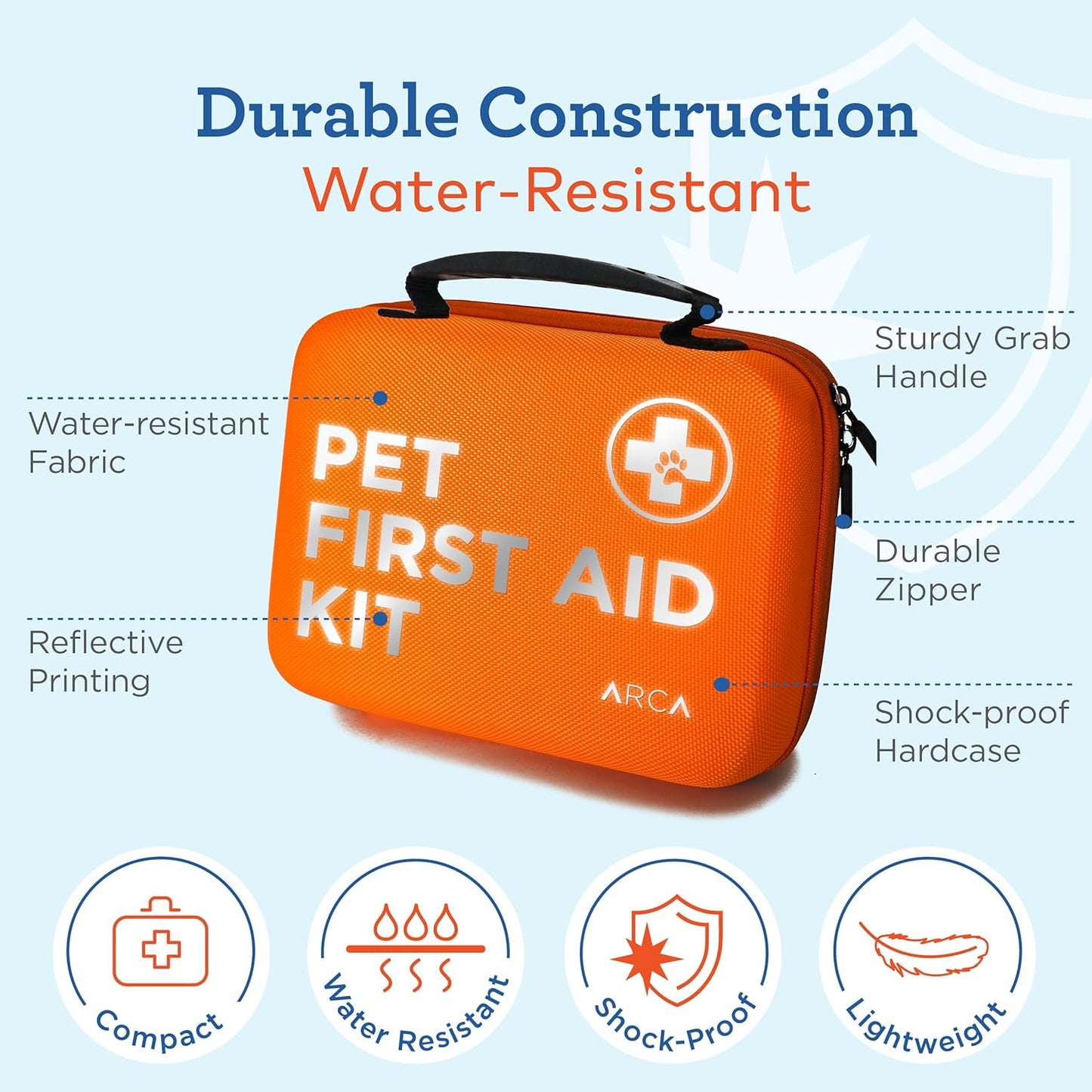 Dog First Aid Kit | Vet Approved Dog & Cat Emergency Supplies with Thermometer, Muzzle, Tick Removal, Flashlight, Mini Pouch, and Comprehensive Care Guide for Travel and Outdoor Use