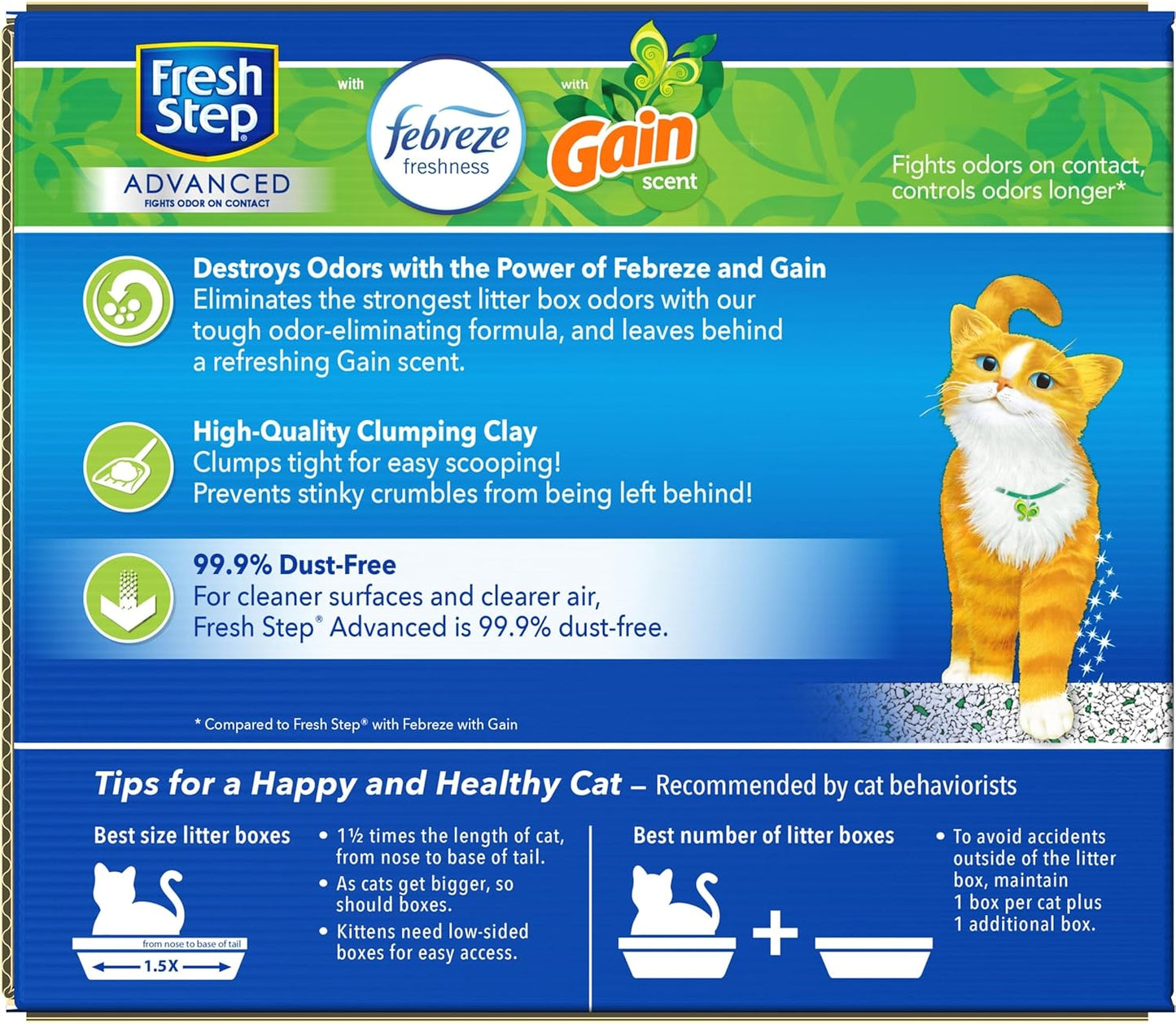 Fresh Step Advanced Clumping Litter With Febreze Freshness With Febreze Gain Scent, Fights Odor on Contact, 37 lbs. (2 x 18.5 lb. Box)