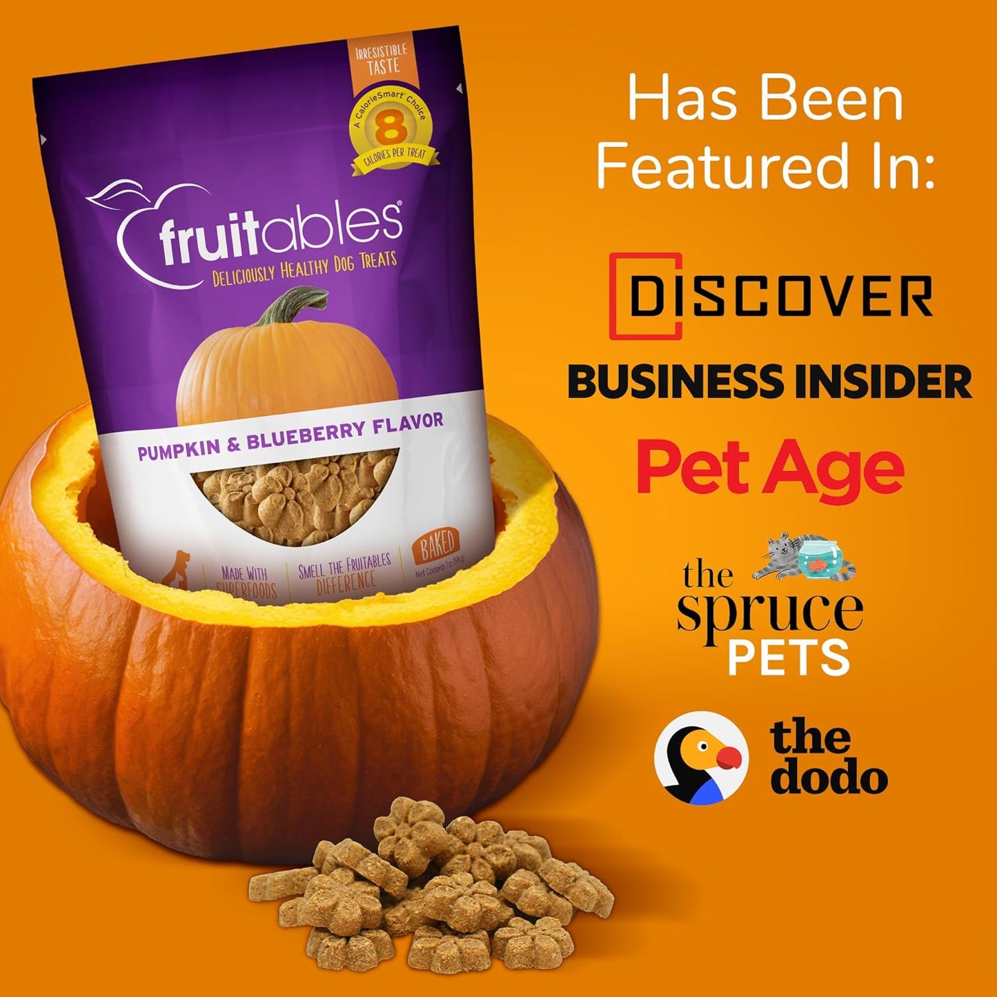 Fruitables Dog Treats Pumpkin & Apple Flavor, 7 oz