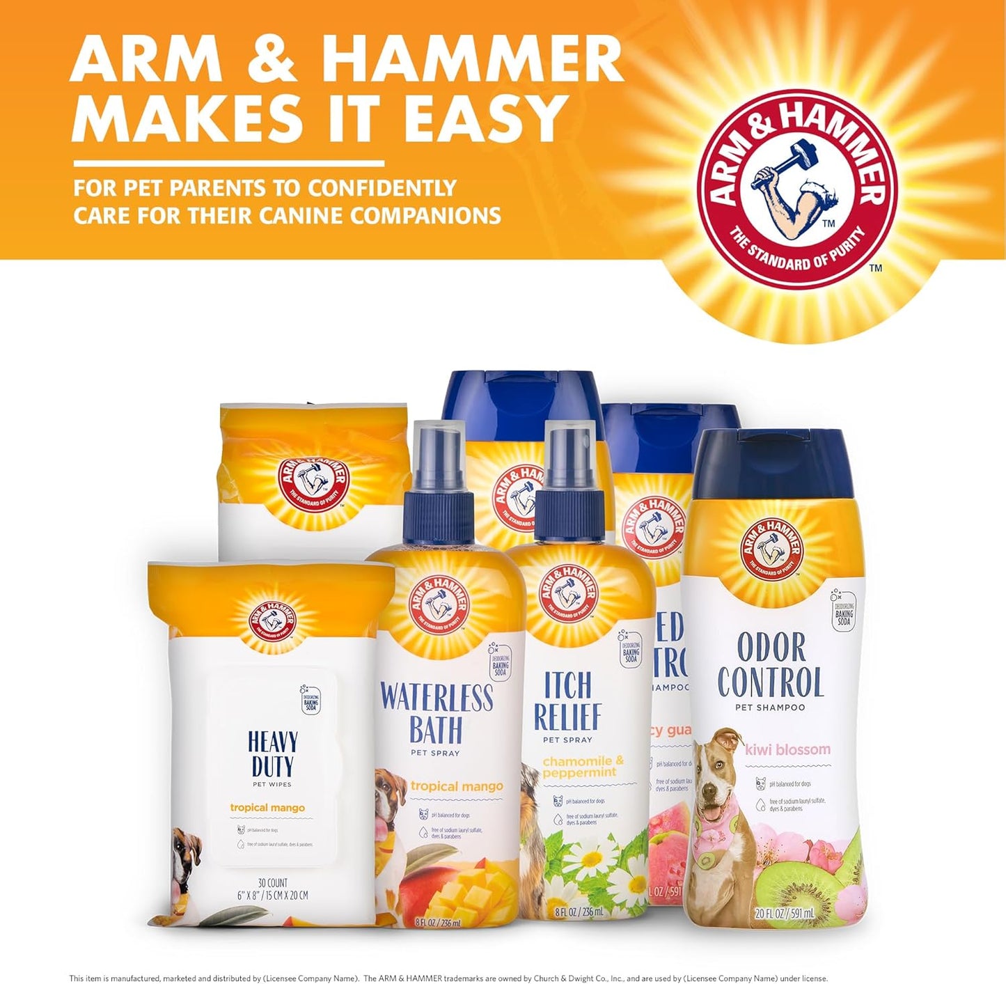 Arm & Hammer Dog Grooming Wipes - Natural Deodorizing Pet Wipe with Coconut - Travel Essential & Supplies for Dogs - Dog Whole Body & Face Cleaning - Odor Eliminator with Baking Soda Power - 100 Count