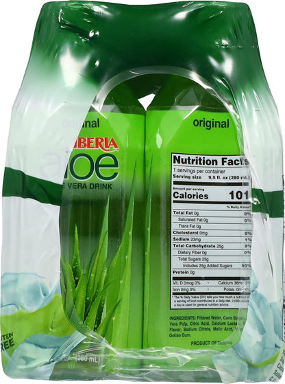 Iberia Aloe Vera Juice Drink With Aloe Pulp, Original, 9.5 Fl Oz, Pack of 6