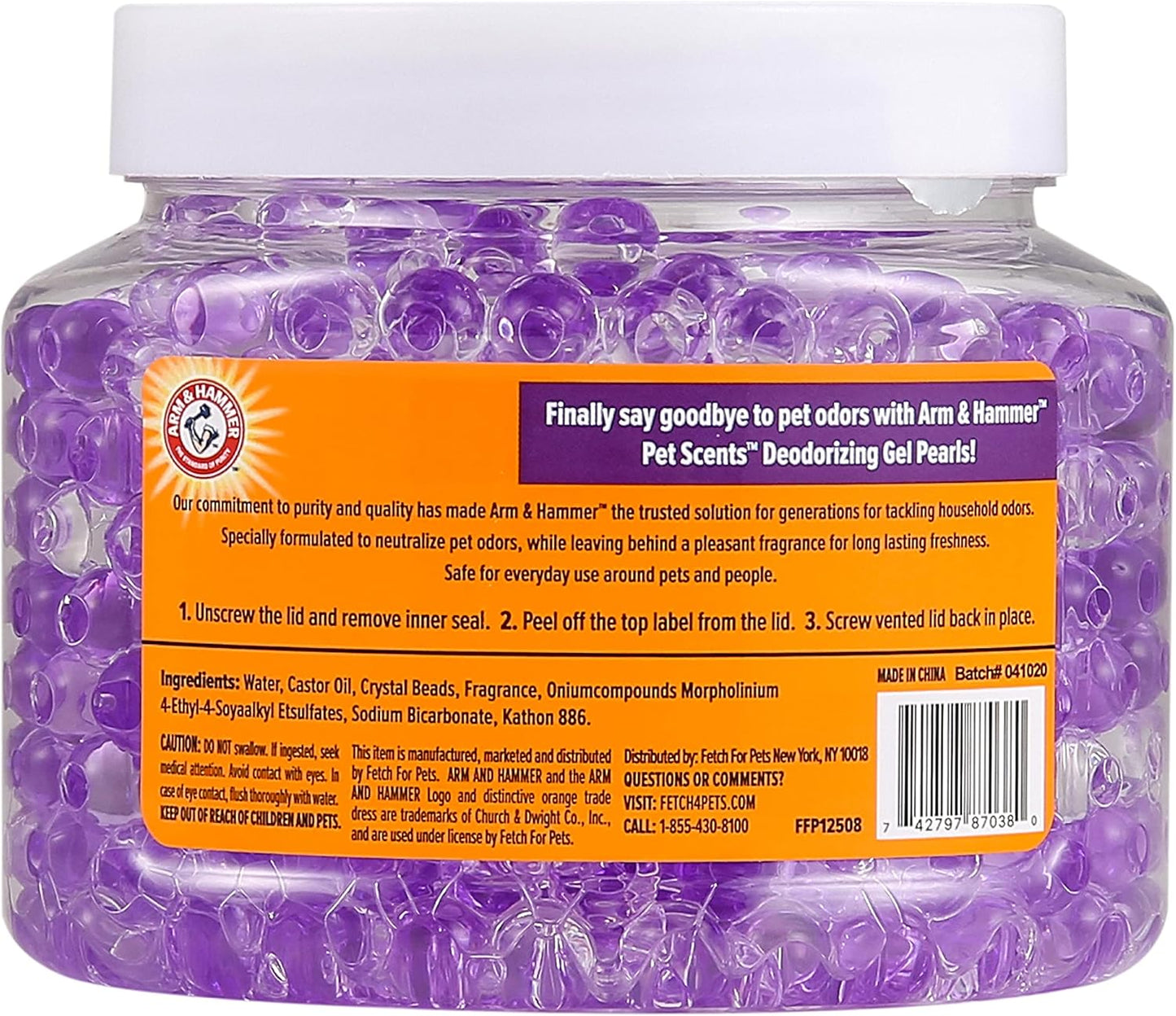 Arm & Hammer Air Freshener Gel - Pet Odor Eliminator with Baking Soda - Odor Absorbing Gel Beads for Cats & Dogs - Pet Deodorizer and Air Neutralizer for Home - Natural Freshness Lavender Fields 12 oz