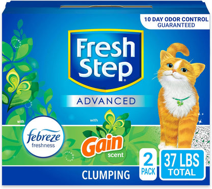 Fresh Step Advanced Clumping Litter With Febreze Freshness With Febreze Gain Scent, Fights Odor on Contact, 37 lbs. (2 x 18.5 lb. Box)