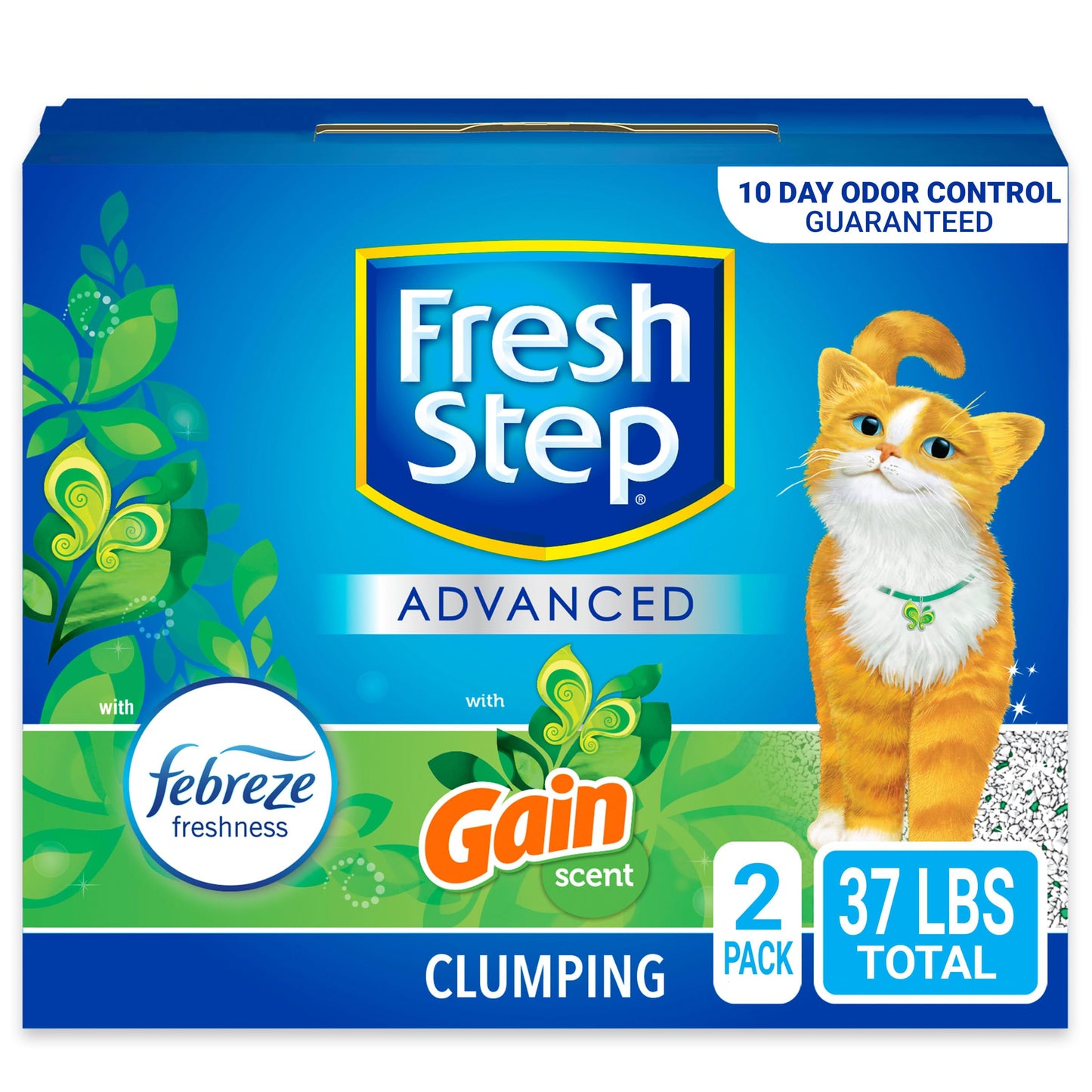 Fresh Step Advanced Clumping Litter With Febreze Freshness With Febreze Gain Scent, Fights Odor on Contact, 37 lbs. (2 x 18.5 lb. Box)